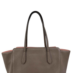 Gucci Grey Pebbled Calfskin Leather Swing Tote Bag
