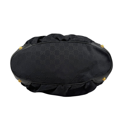 Gucci Black GG Canvas and Leather Jockey Tote
