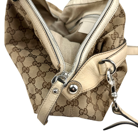 Pre-owned Gucci Beige GG Canvas Medium Horsebit Hobo bag