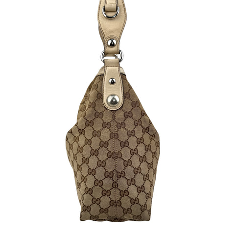 Pre-owned Gucci Beige GG Canvas Medium Horsebit Hobo bag