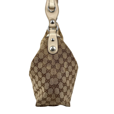 Pre-owned Gucci Beige GG Canvas Medium Horsebit Hobo bag