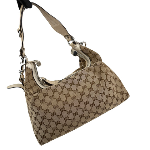 Pre-owned Gucci Beige GG Canvas Medium Horsebit Hobo bag
