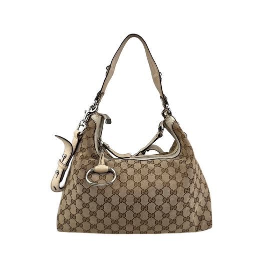 Pre-owned Gucci Beige GG Canvas Medium Horsebit Hobo bag main image