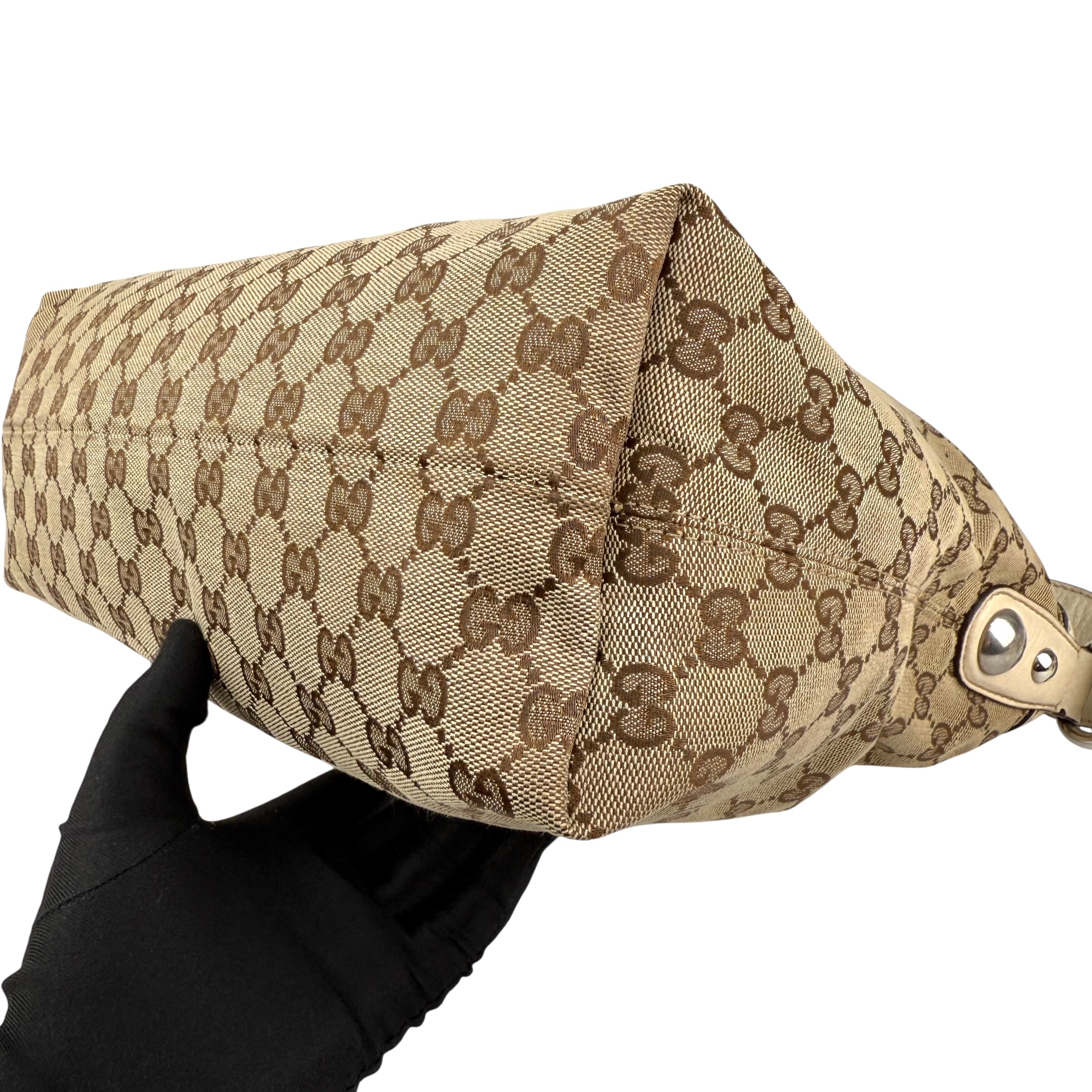 Pre-owned Gucci Beige GG Canvas Medium Horsebit Hobo bag
