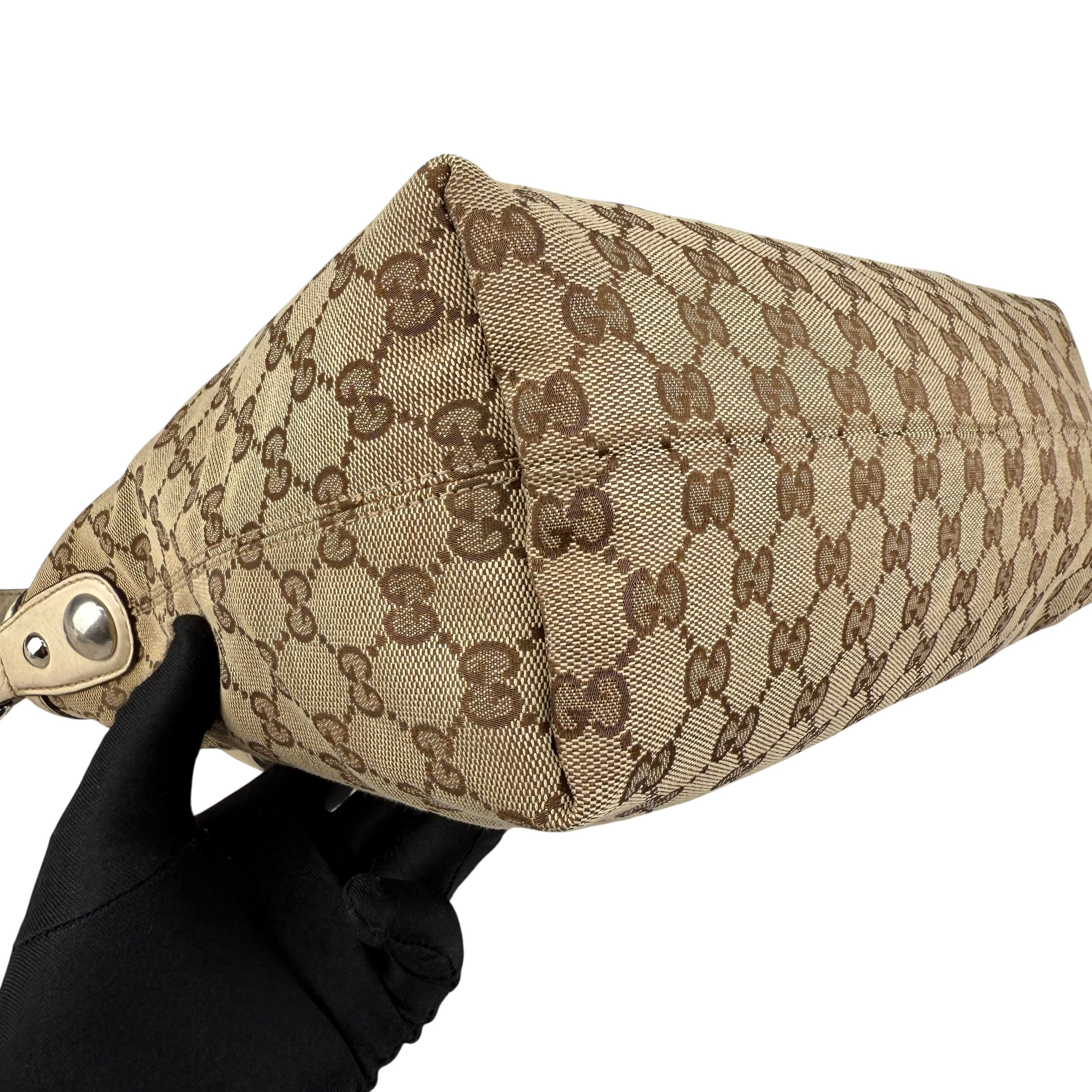 Pre-owned Gucci Beige GG Canvas Medium Horsebit Hobo bag