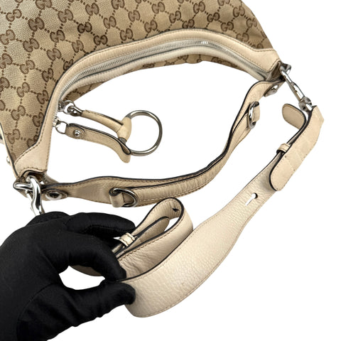 Pre-owned Gucci Beige GG Canvas Medium Horsebit Hobo bag