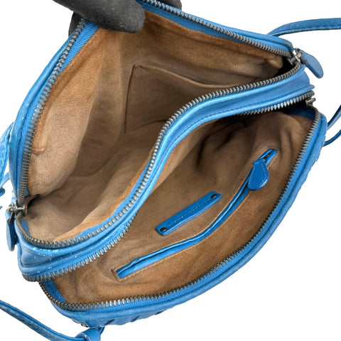 Bottega Veneta Blue Intrecciato Leather Nodini Crossbody Bag