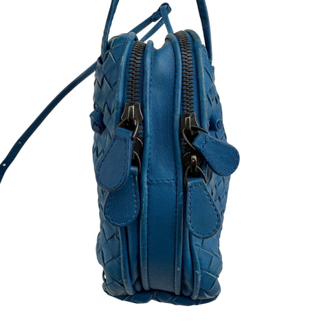 Bottega Veneta Blue Intrecciato Leather Nodini Crossbody Bag