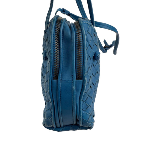 Bottega Veneta Blue Intrecciato Leather Nodini Crossbody Bag