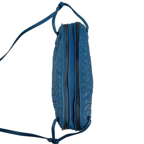Bottega Veneta Blue Intrecciato Leather Nodini Crossbody Bag