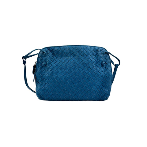 Bottega Veneta Blue Intrecciato Leather Nodini Crossbody Bag