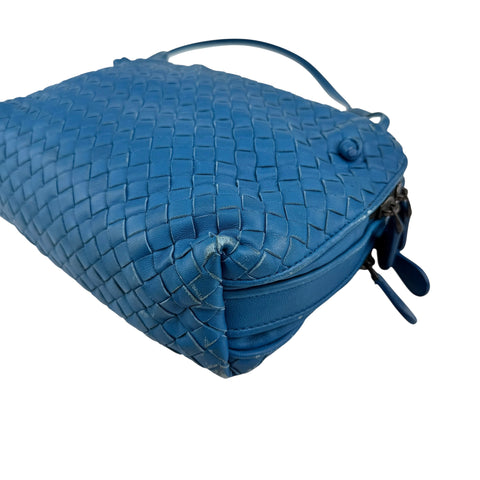 Bottega Veneta Blue Intrecciato Leather Nodini Crossbody Bag