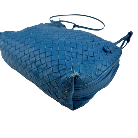 Bottega Veneta Blue Intrecciato Leather Nodini Crossbody Bag
