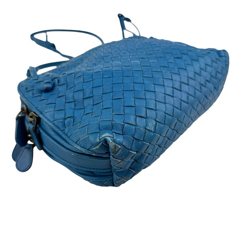 Bottega Veneta Blue Intrecciato Leather Nodini Crossbody Bag