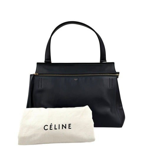 Pre-owned Celine Black Smooth Leather Edge Shoulder Bag shoulder bag back view