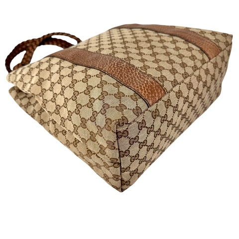 Pre-owned Gucci Brown GG ssima Leather Bamboo Bar Tote Bag tote bag