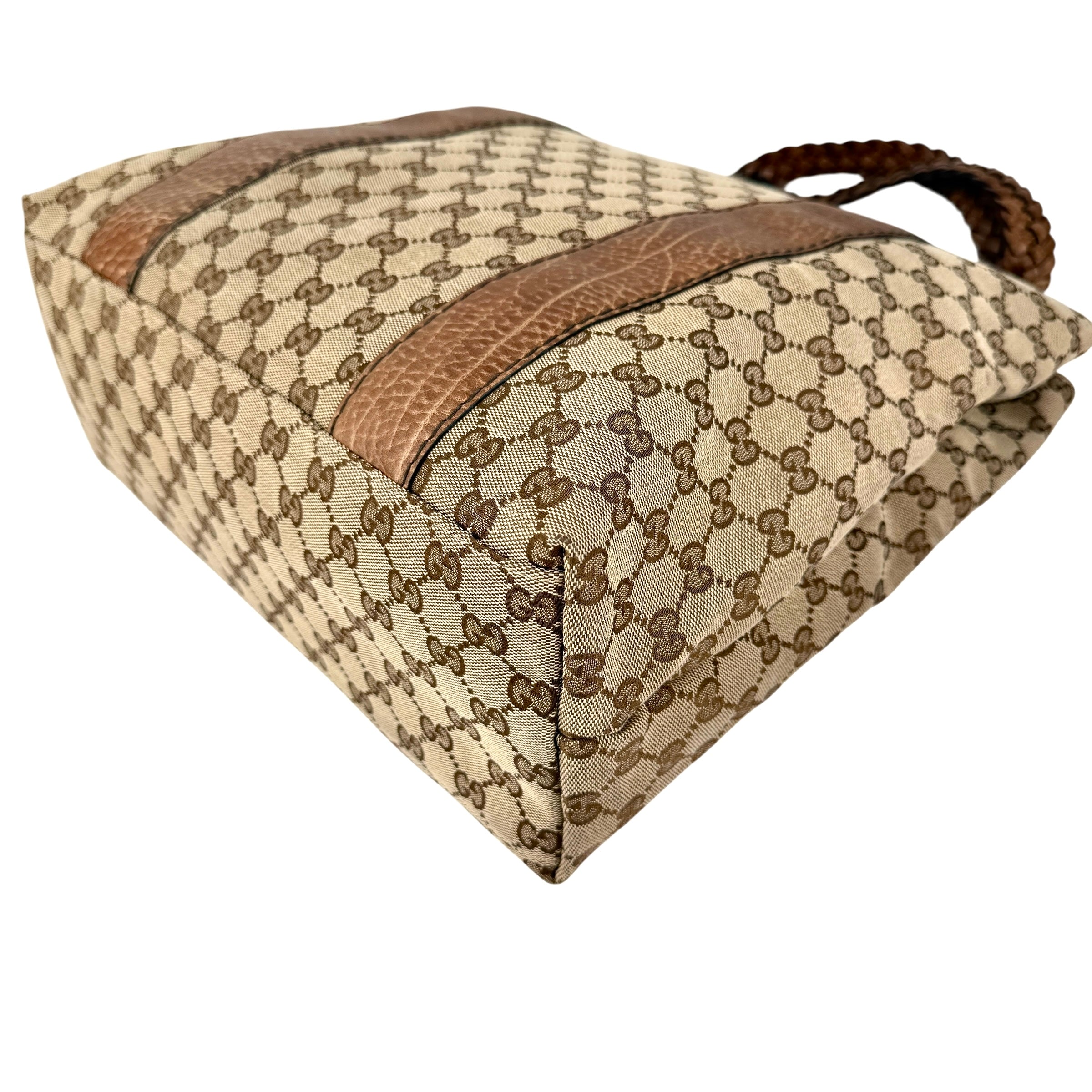 Pre-owned Gucci Brown GG ssima Leather Bamboo Bar Tote Bag tote bag