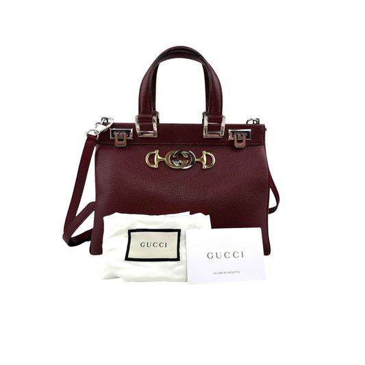 Gucci Burgundy Grainy Leather Zumi Tote Bag