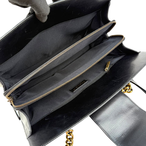 Chanel Black Smooth Calfskin Leather Boy Small Tote Bag