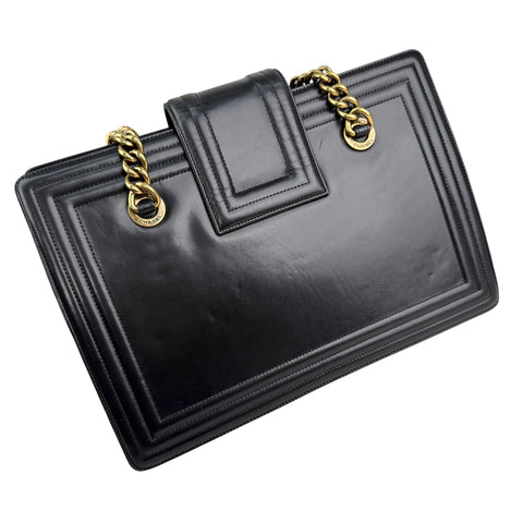 Chanel Black Smooth Calfskin Leather Boy Small Tote Bag