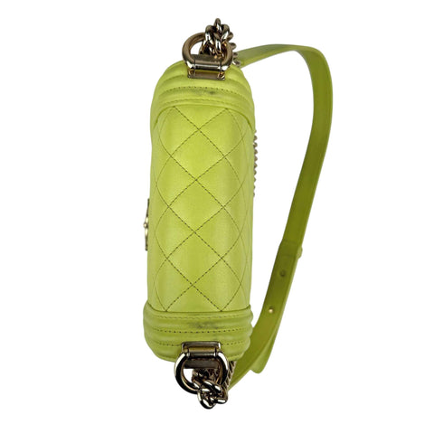 Chanel Calfskin Quilted North South Boy Flap Light Green