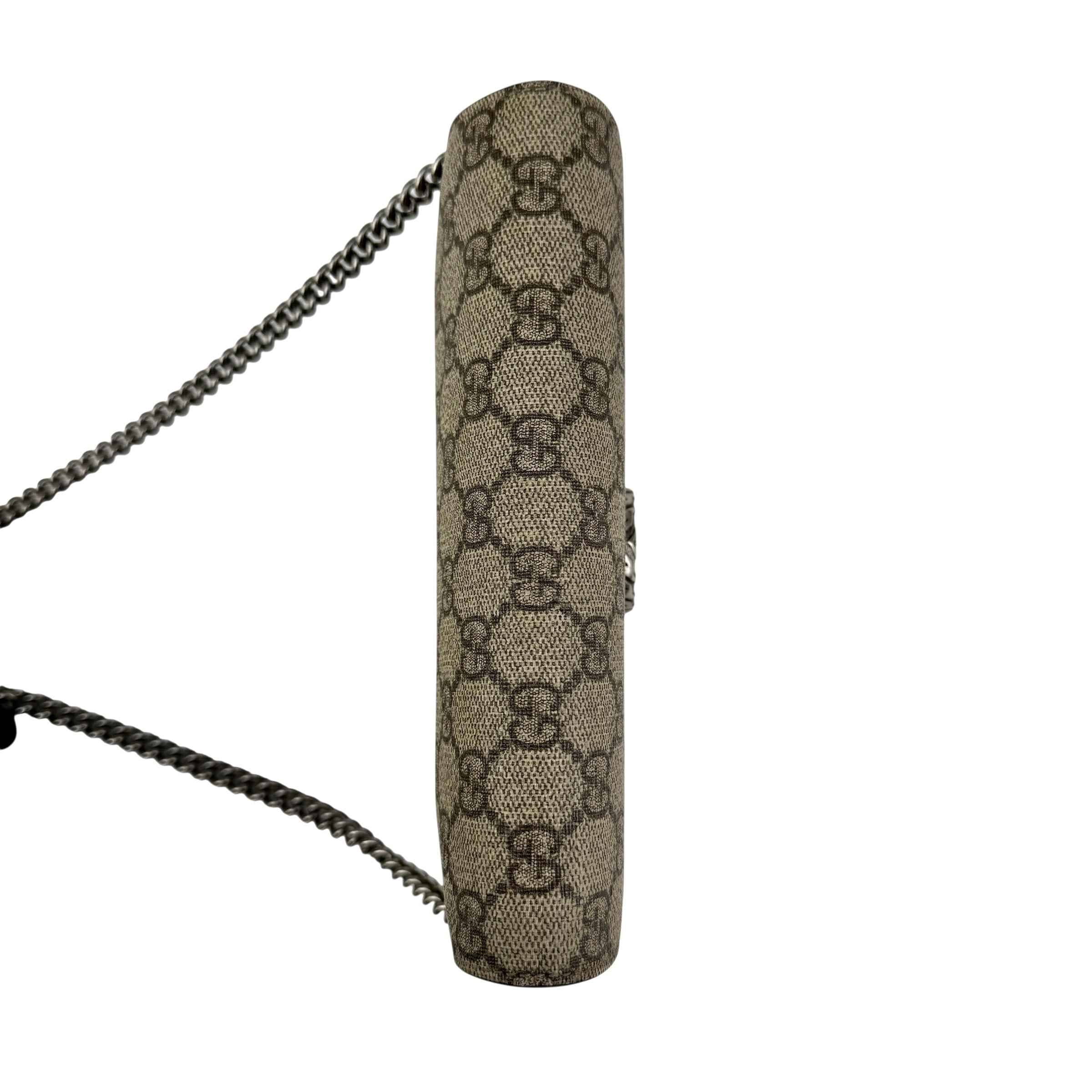 Gucci Beige/Red GG Supreme Canvas and Leather Dionysus Wallet on Chain