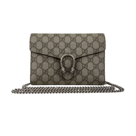 Pre-owned Gucci Beige/Red GG Supreme Canvas and Leather Dionysus Wallet on Chain main image