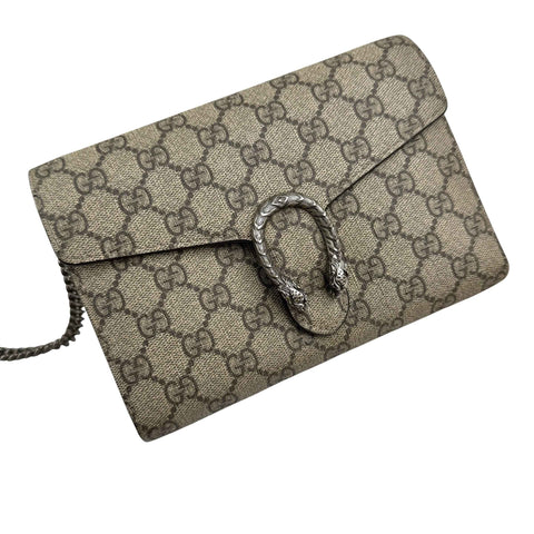 Gucci Beige/Red GG Supreme Canvas and Leather Dionysus Wallet on Chain