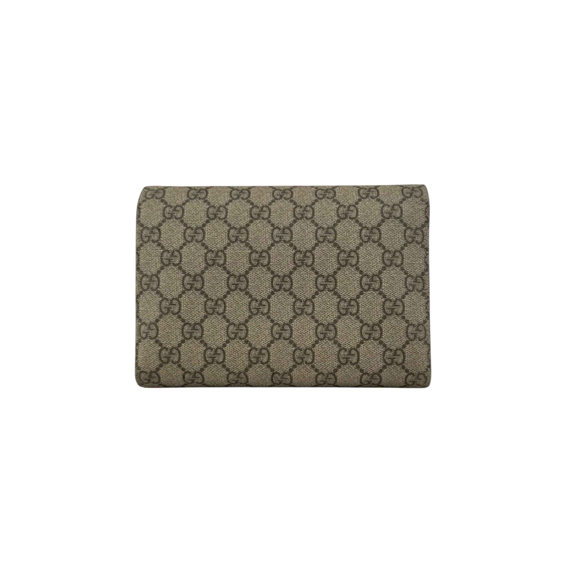 Gucci Beige/Red GG Supreme Canvas and Leather Dionysus Wallet on Chain