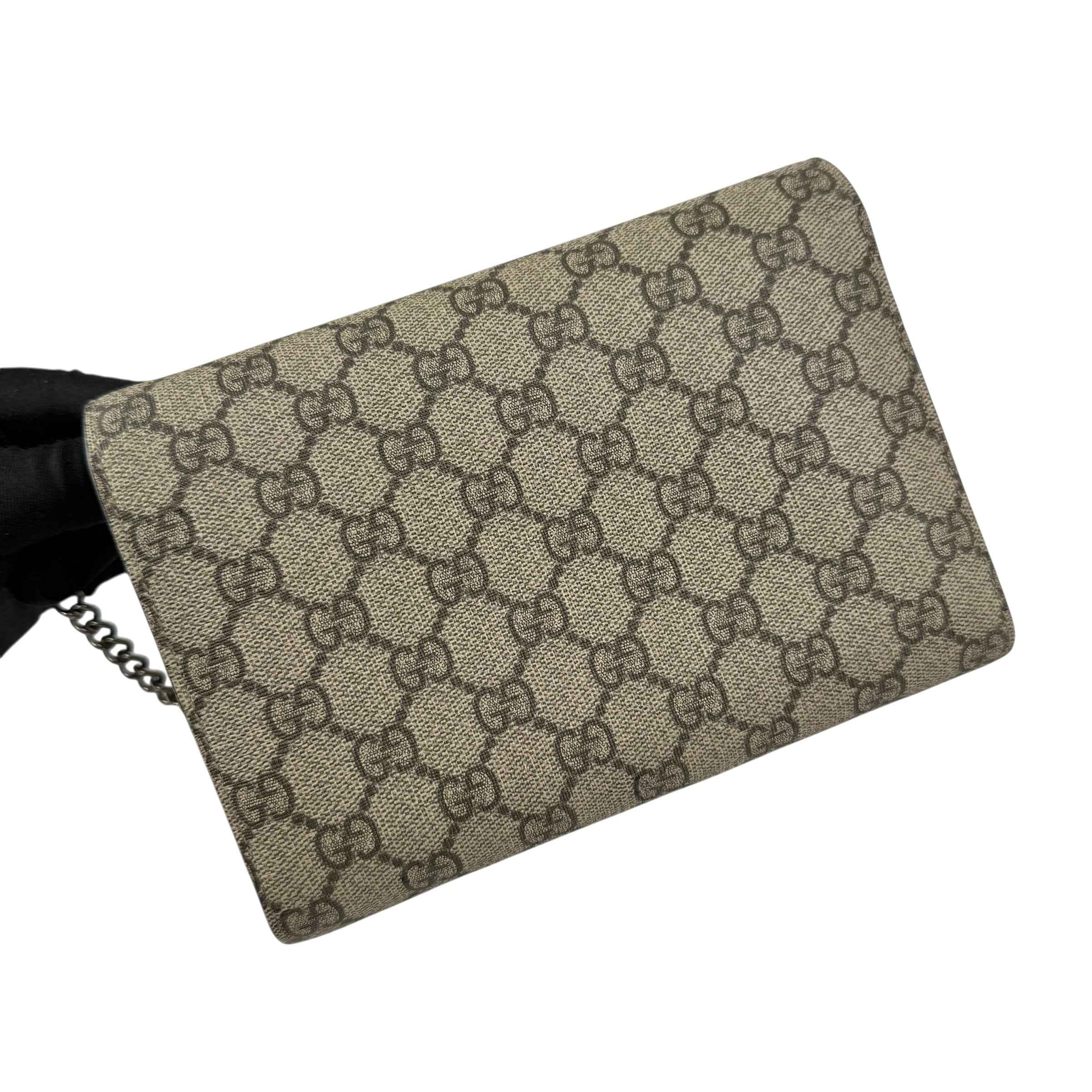 Gucci Beige/Red GG Supreme Canvas and Leather Dionysus Wallet on Chain