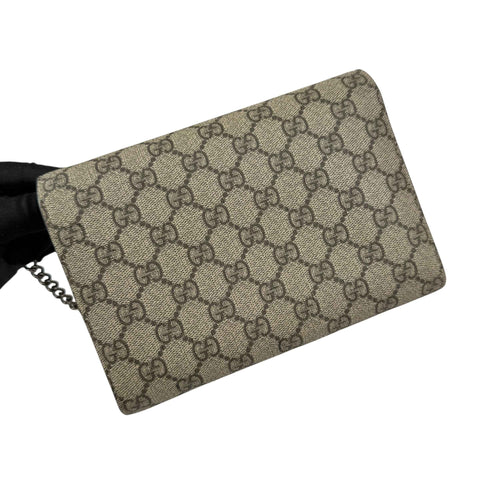 Gucci Beige/Red GG Supreme Canvas and Leather Dionysus Wallet on Chain