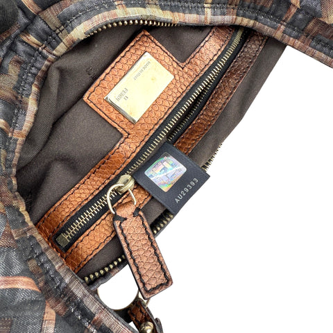 Fendi Multicolor Zucca Jacquard Fabric Chef Chain Link Hobo