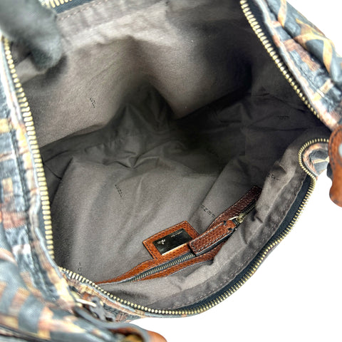 Fendi Multicolor Zucca Jacquard Fabric Chef Chain Link Hobo