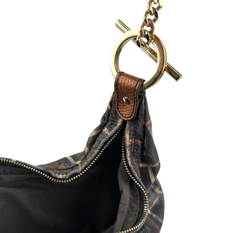 Fendi Multicolor Zucca Jacquard Fabric Chef Chain Link Hobo