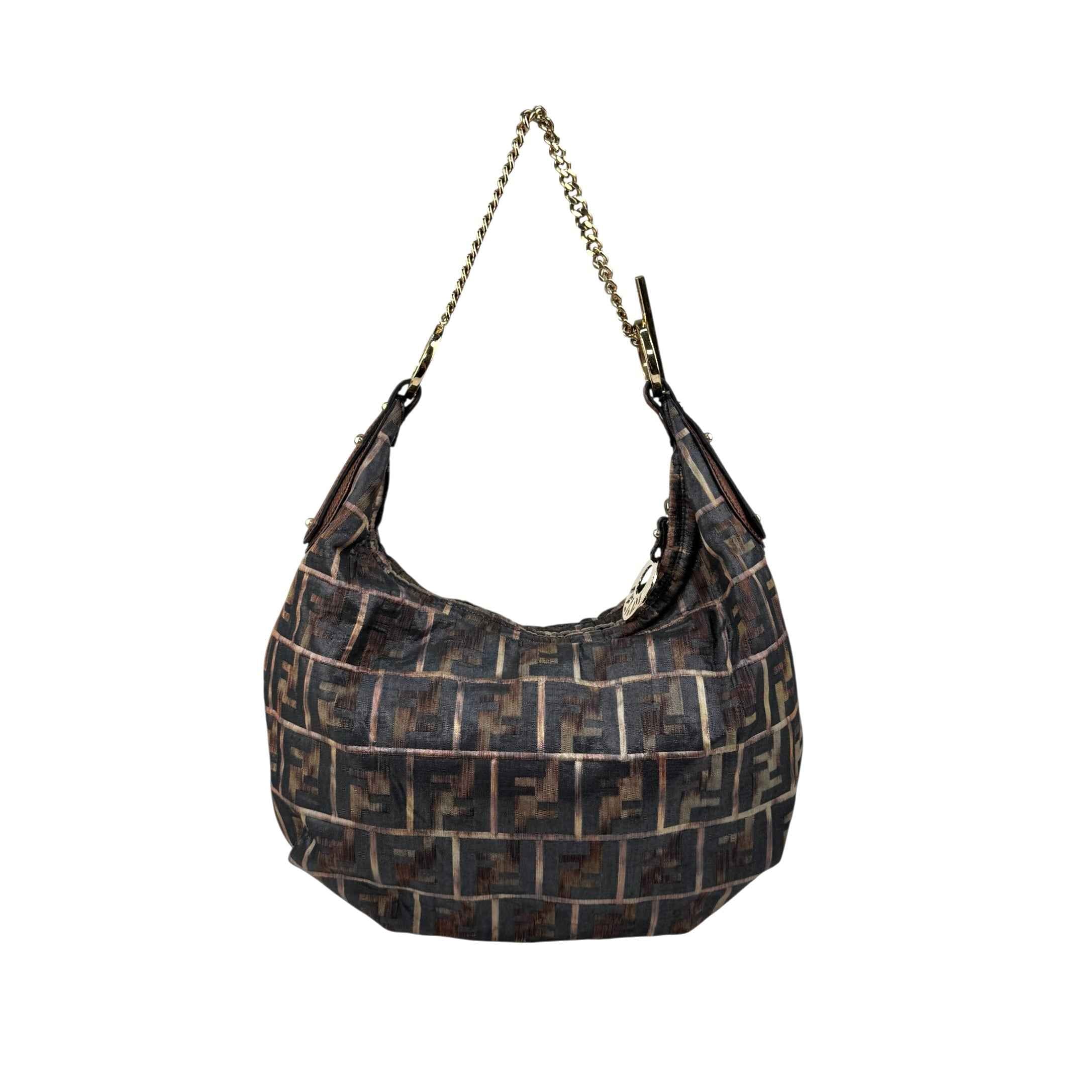 Fendi Multicolor Zucca Jacquard Fabric Chef Chain Link Hobo