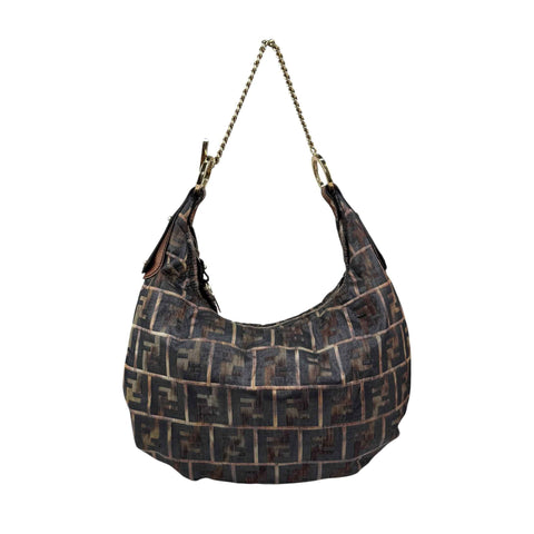 Fendi Multicolor Zucca Jacquard Fabric Chef Chain Link Hobo
