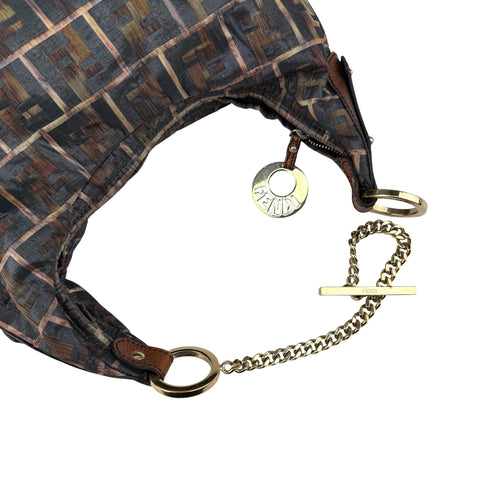 Fendi Multicolor Zucca Jacquard Fabric Chef Chain Link Hobo