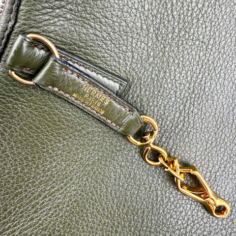 Hermès Trim Green Buffalo Leather Shoulder Bag