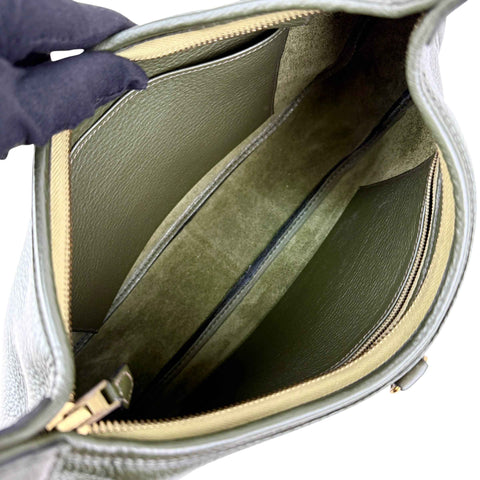 Hermès Trim Green Buffalo Leather Shoulder Bag