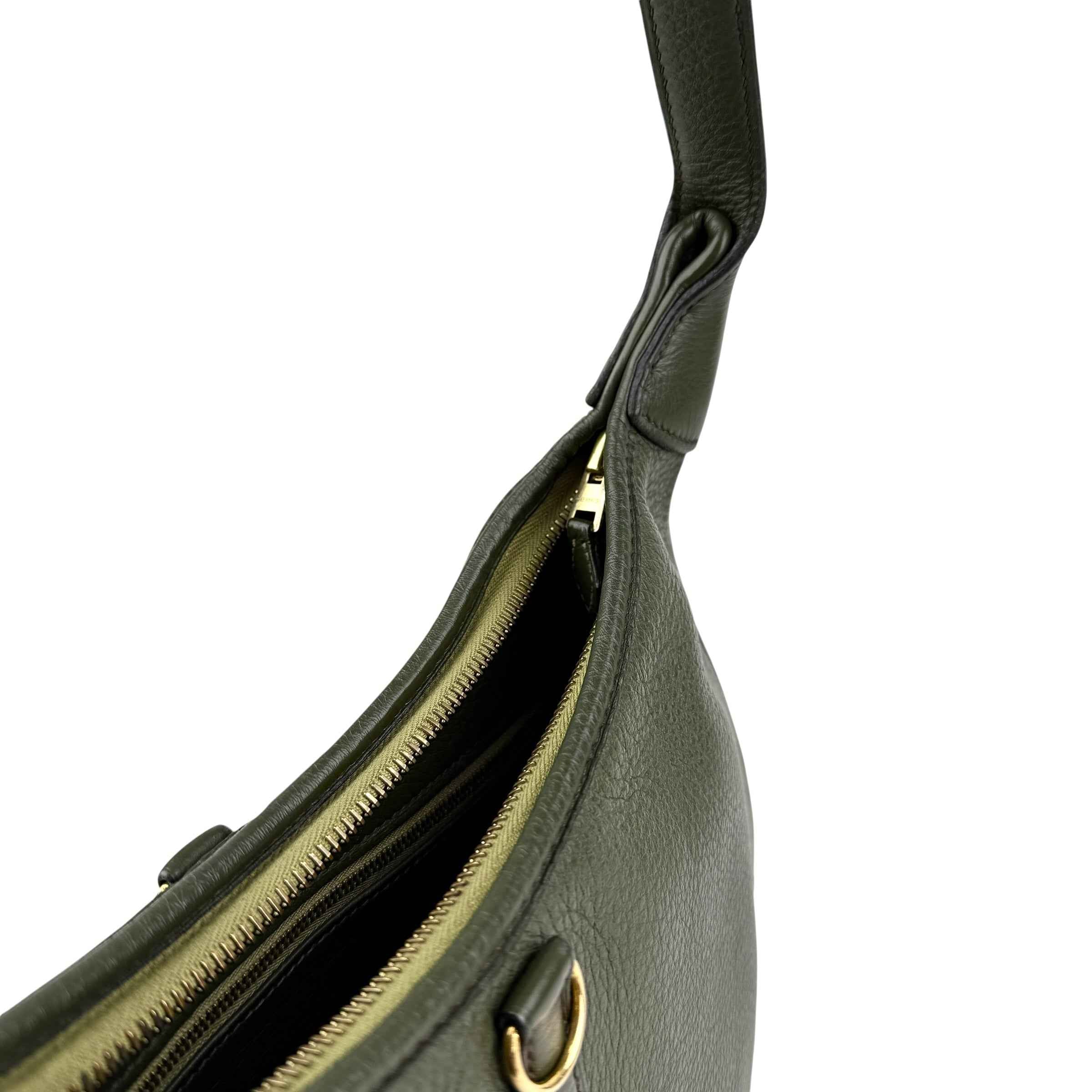 Hermès Trim Green Buffalo Leather Shoulder Bag