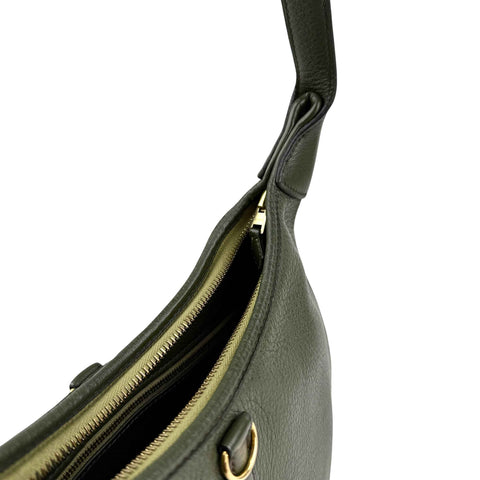 Hermès Trim Green Buffalo Leather Shoulder Bag