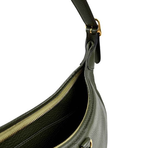 Hermès Trim Green Buffalo Leather Shoulder Bag