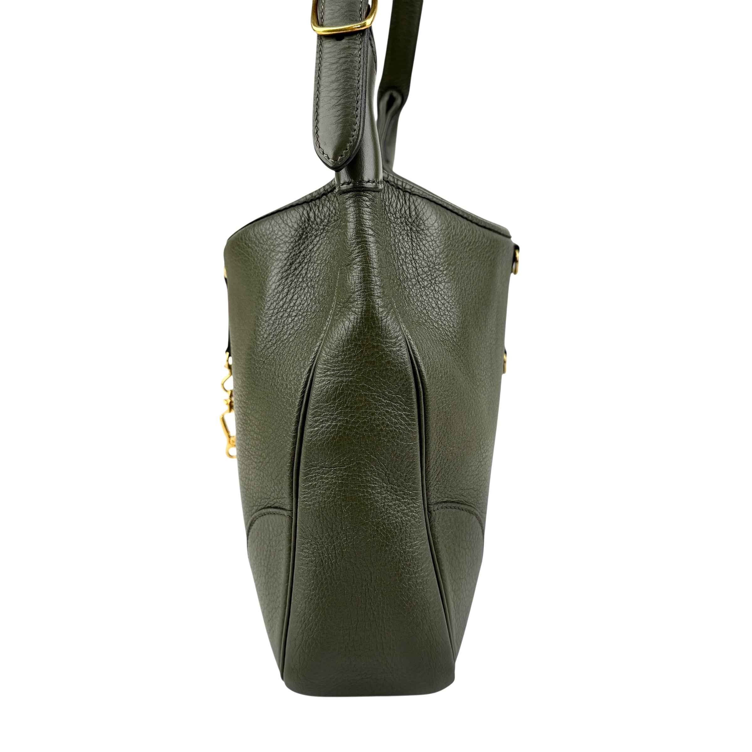 Hermès Trim Green Buffalo Leather Shoulder Bag