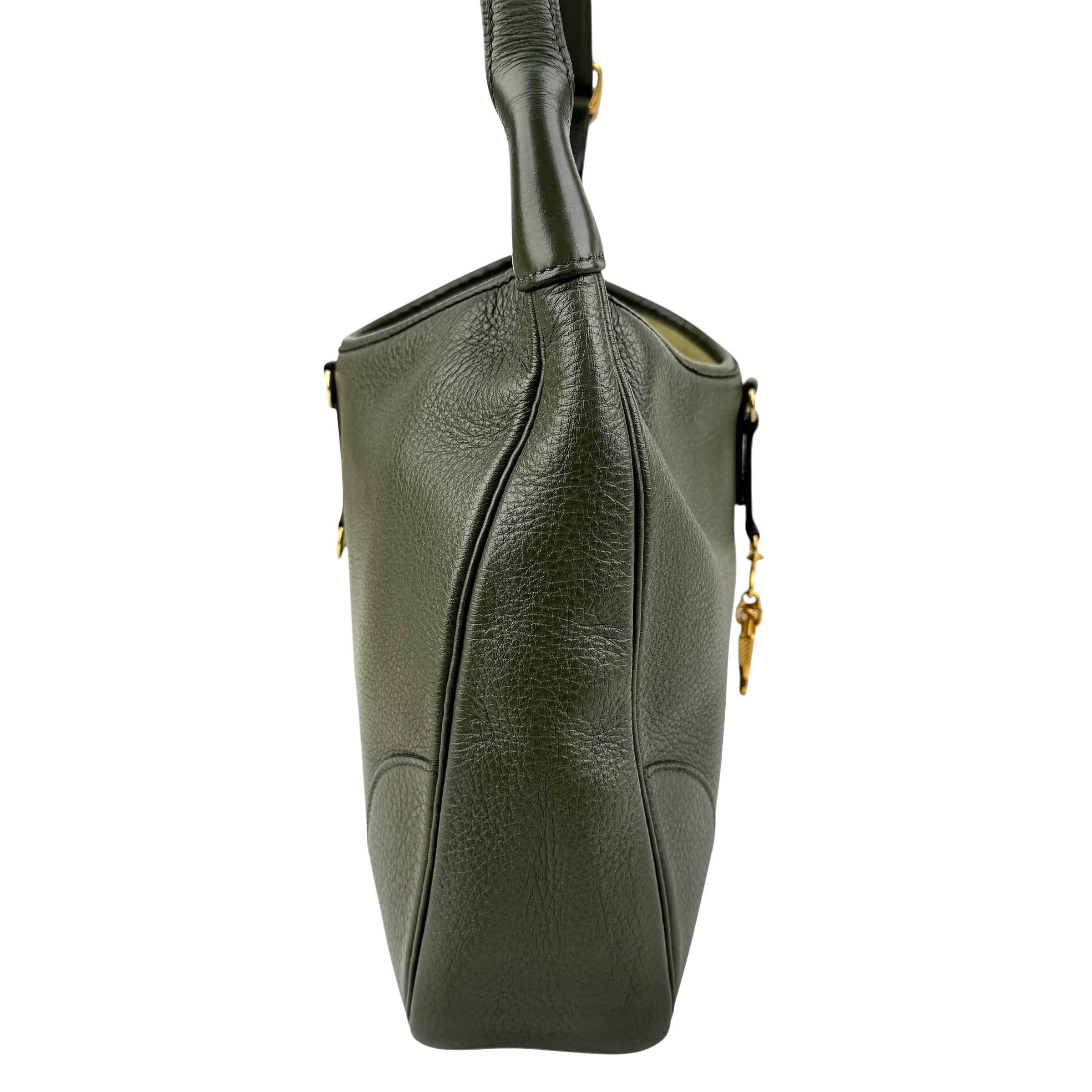 Hermès Trim Green Buffalo Leather Shoulder Bag