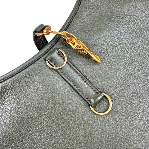 Hermès Trim Green Buffalo Leather Shoulder Bag