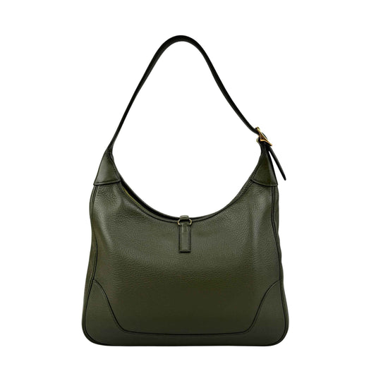 Hermès Trim Green Buffalo Leather Shoulder Bag