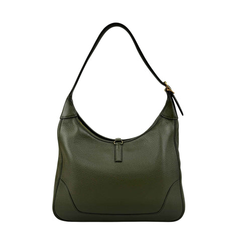 Hermès Trim Green Buffalo Leather Shoulder Bag