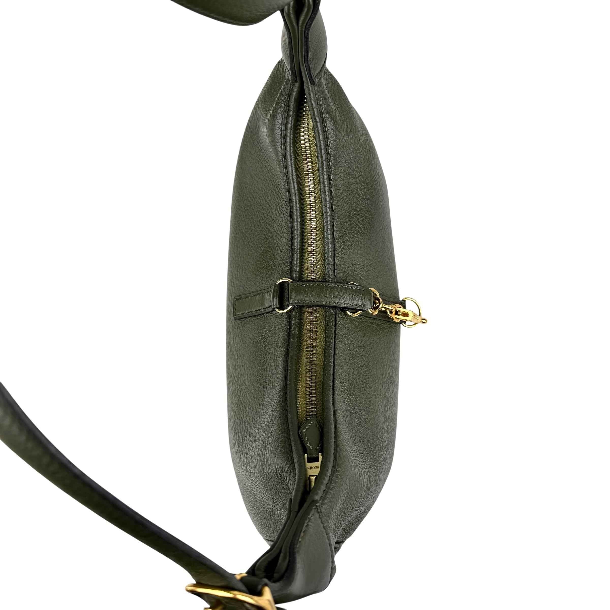 Hermès Trim Green Buffalo Leather Shoulder Bag