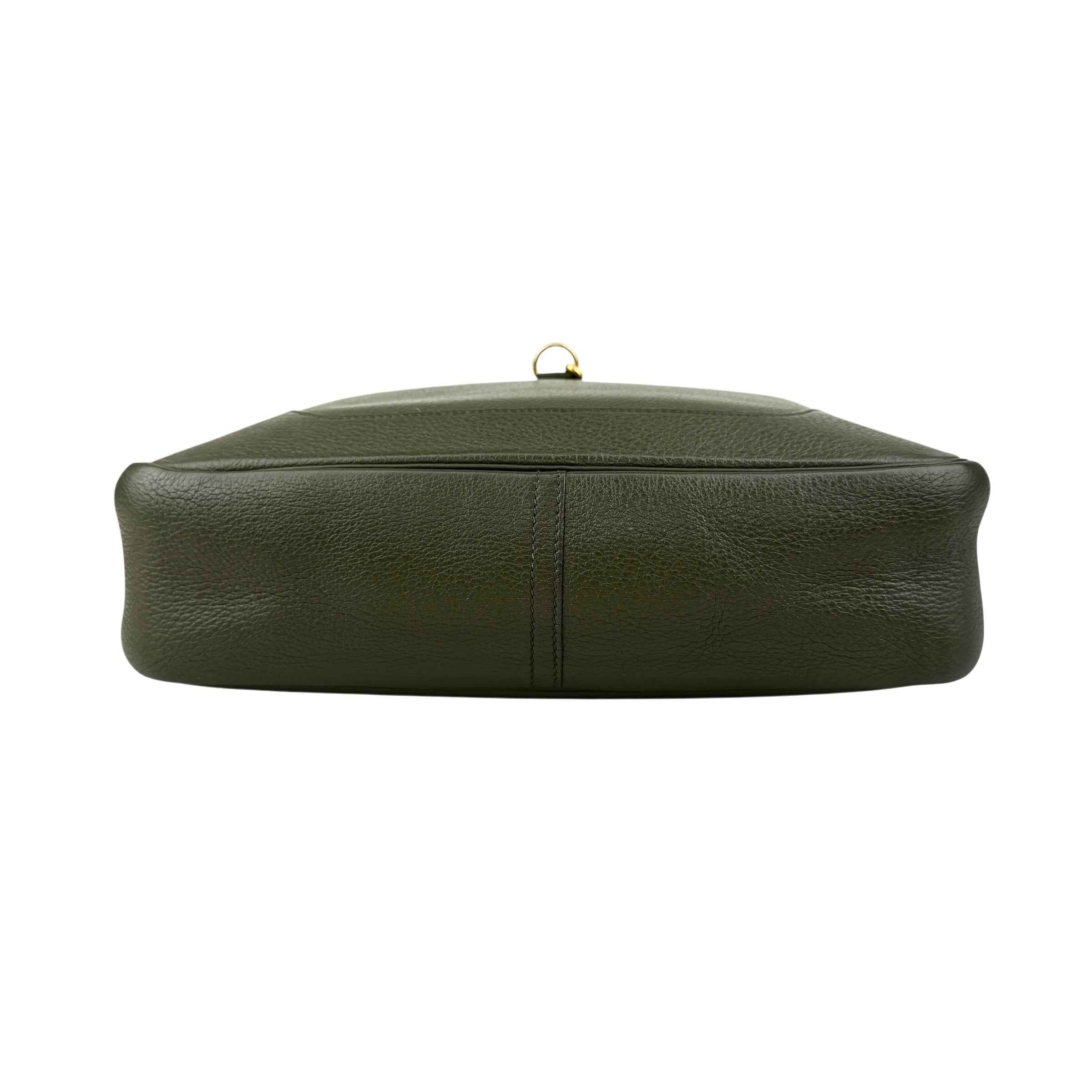 Hermès Trim Green Buffalo Leather Shoulder Bag