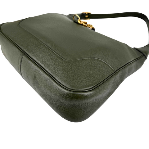Hermès Trim Green Buffalo Leather Shoulder Bag